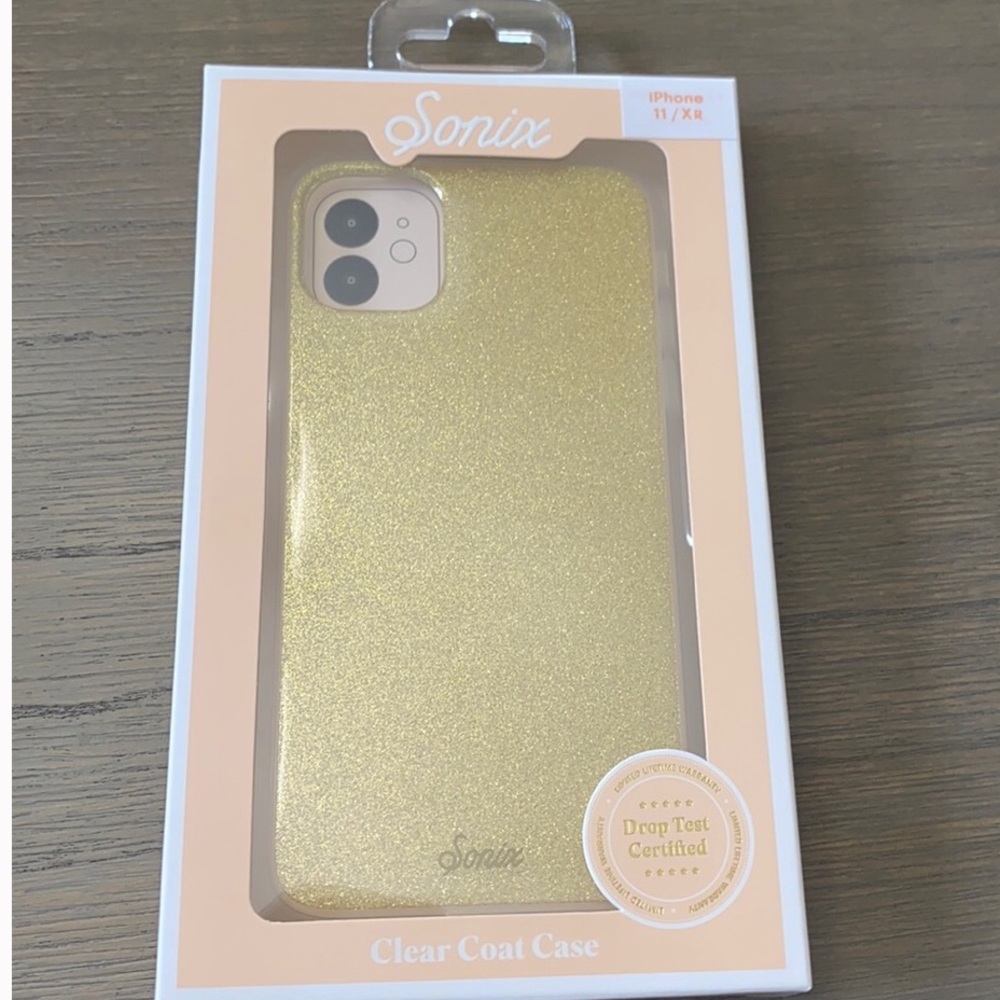 Sonix iPhone 11/Xr Phone Case Gold Glitter Design, NIB